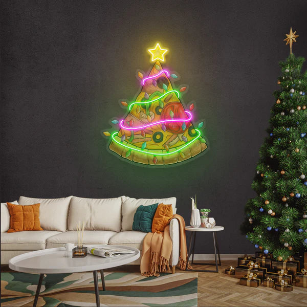 Christmas Pizza Tree Led Neon Sign Light