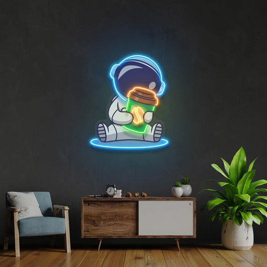 Astronaut Coffee Artwork Led Neon Sign Light