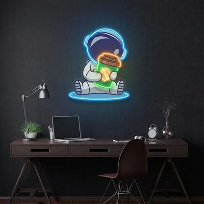Astronaut Coffee Artwork Led Neon Sign Light