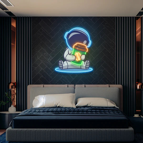 Astronaut Coffee Artwork Led Neon Sign Light