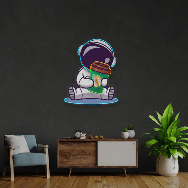 Astronaut Coffee Artwork Led Neon Sign Light