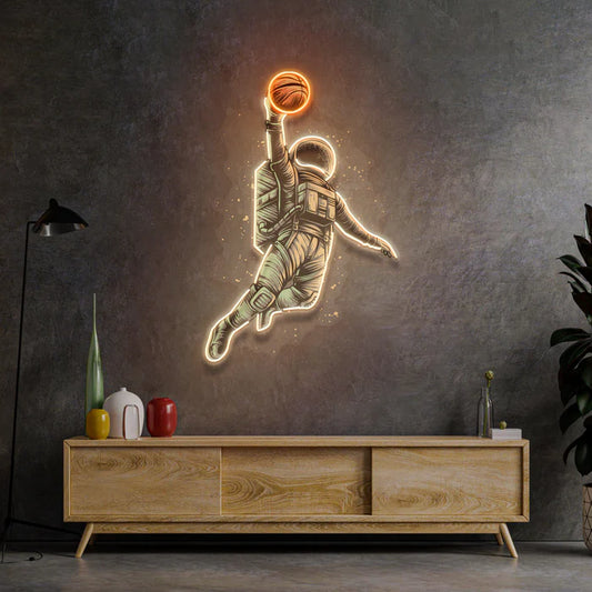 Basketball Shot Astronaut Led Neon Acrylic Artwork