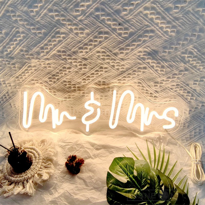 mr & mrs wedding neon sign