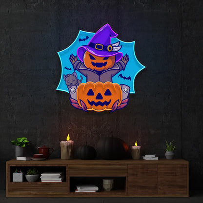Pumpkin Witch Artwork Led Neon Sign Light