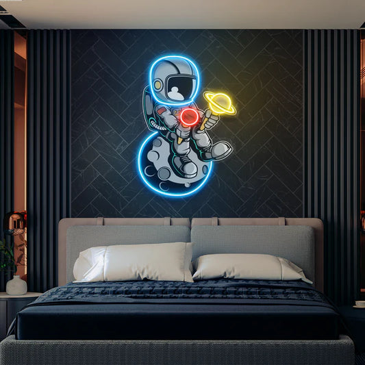 Astronaut With Ice Cream Artwork Led Neon Sign Light