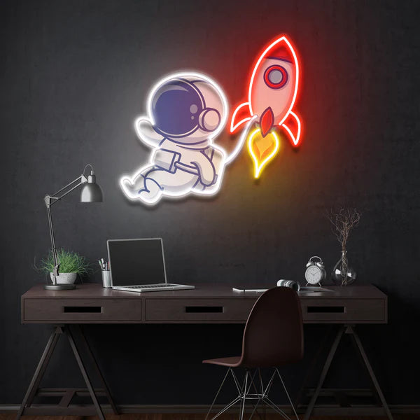 Rocket Astronaut Art work Led Neon Sign Light
