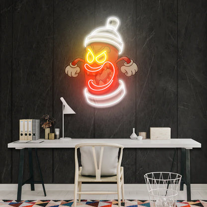 Angry Fire Hydrant Artwork Led Neon Sign Light