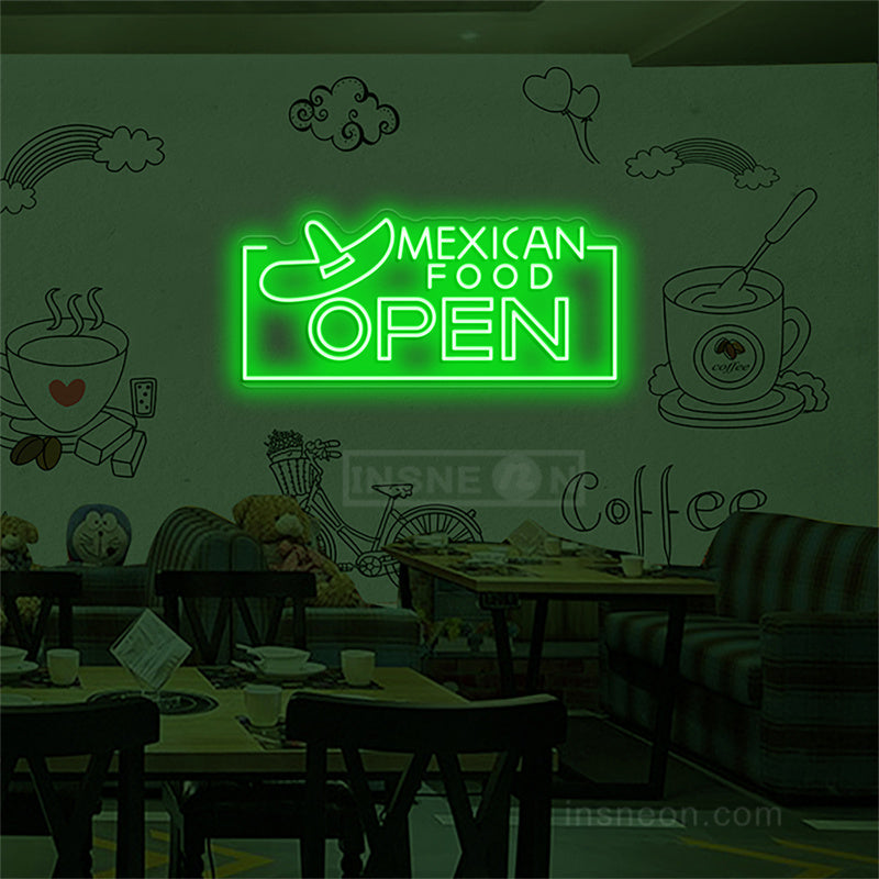 Mexican Food Open Neon Sign