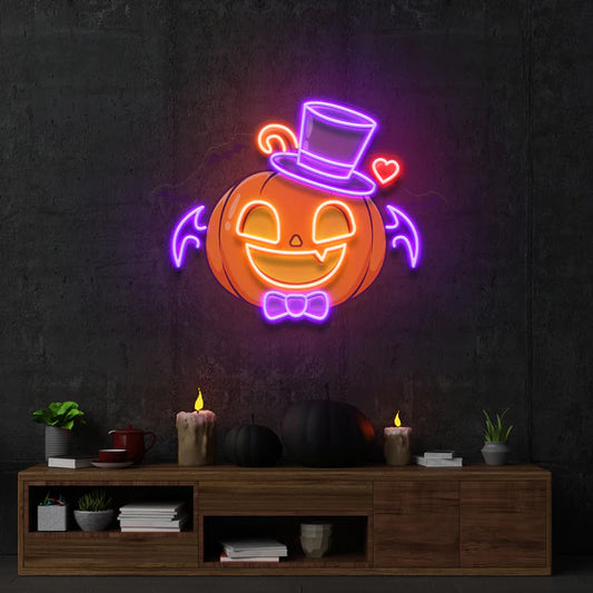 Halloween Monster Pumpkin Artwork Led Neon Sign Light