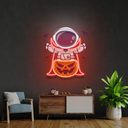 Astronaut Vampire Halloween Artwork Led Neon Sign Light