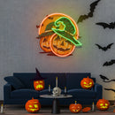 Halloween Pumpkin And Red Moon Artwork Led Neon Sign Light