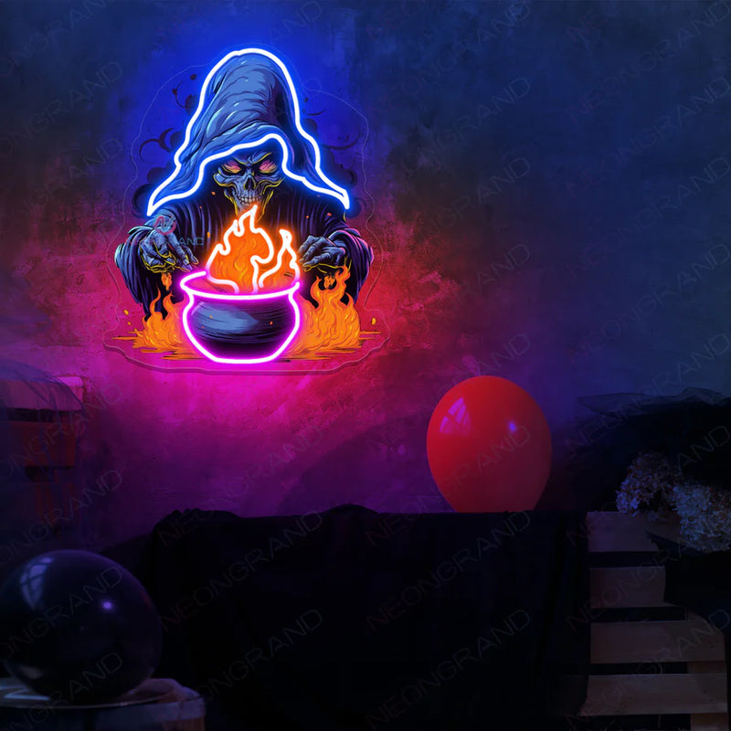Witch Neon Sign Witch Cauldron Halloween Led Light