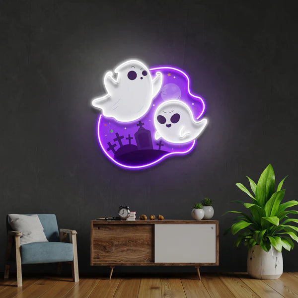 Cute Ghost Halloween Day Artwork Led Neon Sign Light