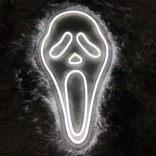 Ghost Face Mask Neon Sign | Glow in the Dark with Haunting Style