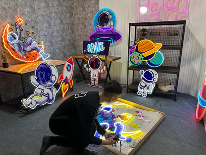 Astronaut With Beer On Moon Artwork Led Neon Sign Light