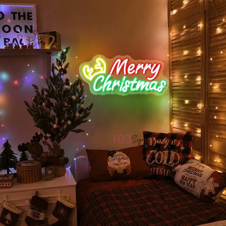 Merry Christmas Neon Led Sign Christmas Hat LED Sign Night Lights USB Kids Bedroom Decoration Party Bar Wall Decor Neon Signs