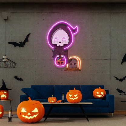 Halloween Ghost Pumpkin Artwork Led Neon Sign Light