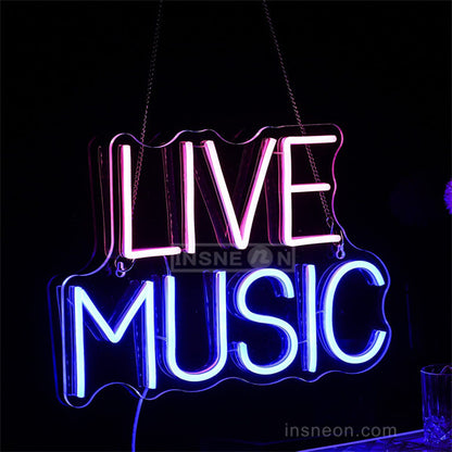 Live Music neon letter lights text