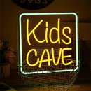 Kids Cave neon letter art