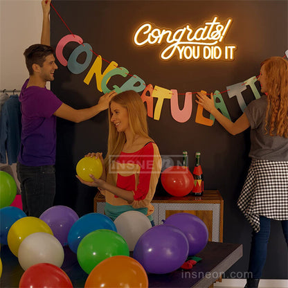 Congrats! You Did It custom neon letter sign