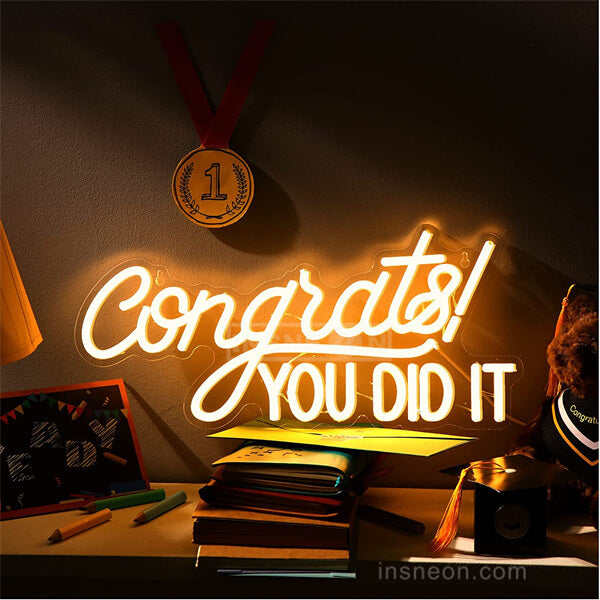 Congrats Dig Congrats! You Did It custom neon letter sign