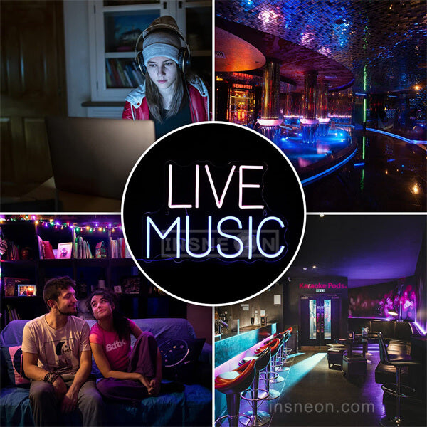 Live Music neon letter lights text