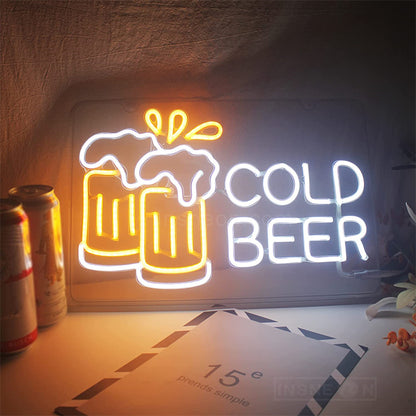 Gold Beer Food Neon Sign