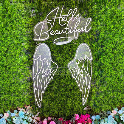 Hello Beatiful Wings Neon Sign