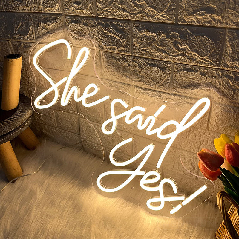 She Said Yes Neon Sign For Wedding Etsy