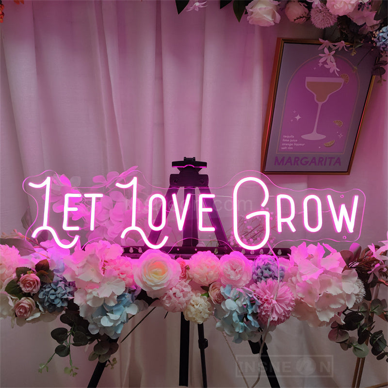 LET LOVE GROW wedding decor neon sign