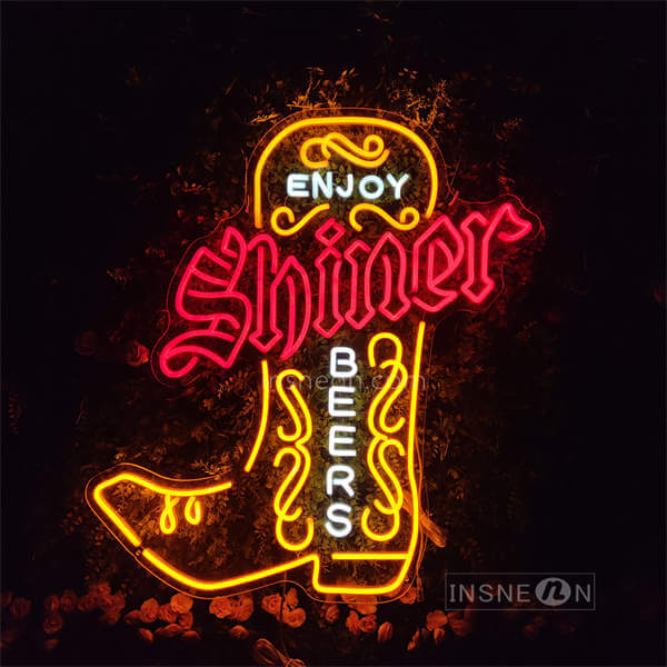 InsNeon Factory Shiner Beer Brand Boot Bar Custom Neon Sign